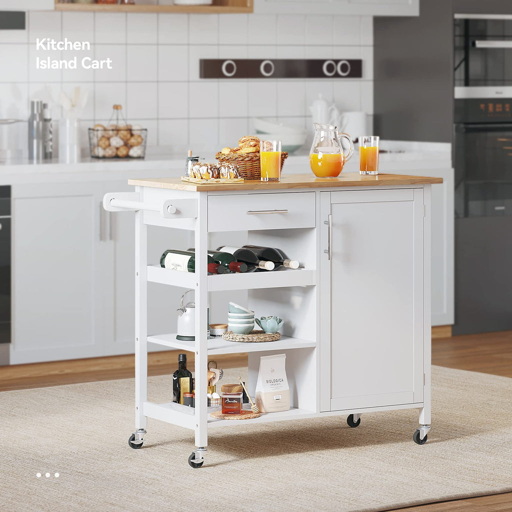 YITAHOME Small Solid Wood Top Kitchen Island Cart on Wheels with Storage