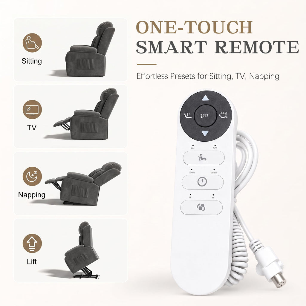 Power Recliner Chair with Heat & Massage, Electric Recliner for Elderly