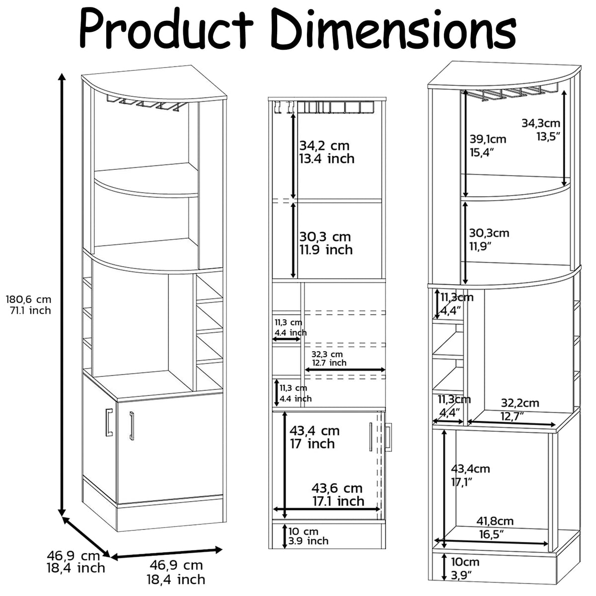 HRVEOCEI 71 Inch Corner Wine Cabinet, Tall Corner Bar Cabinet