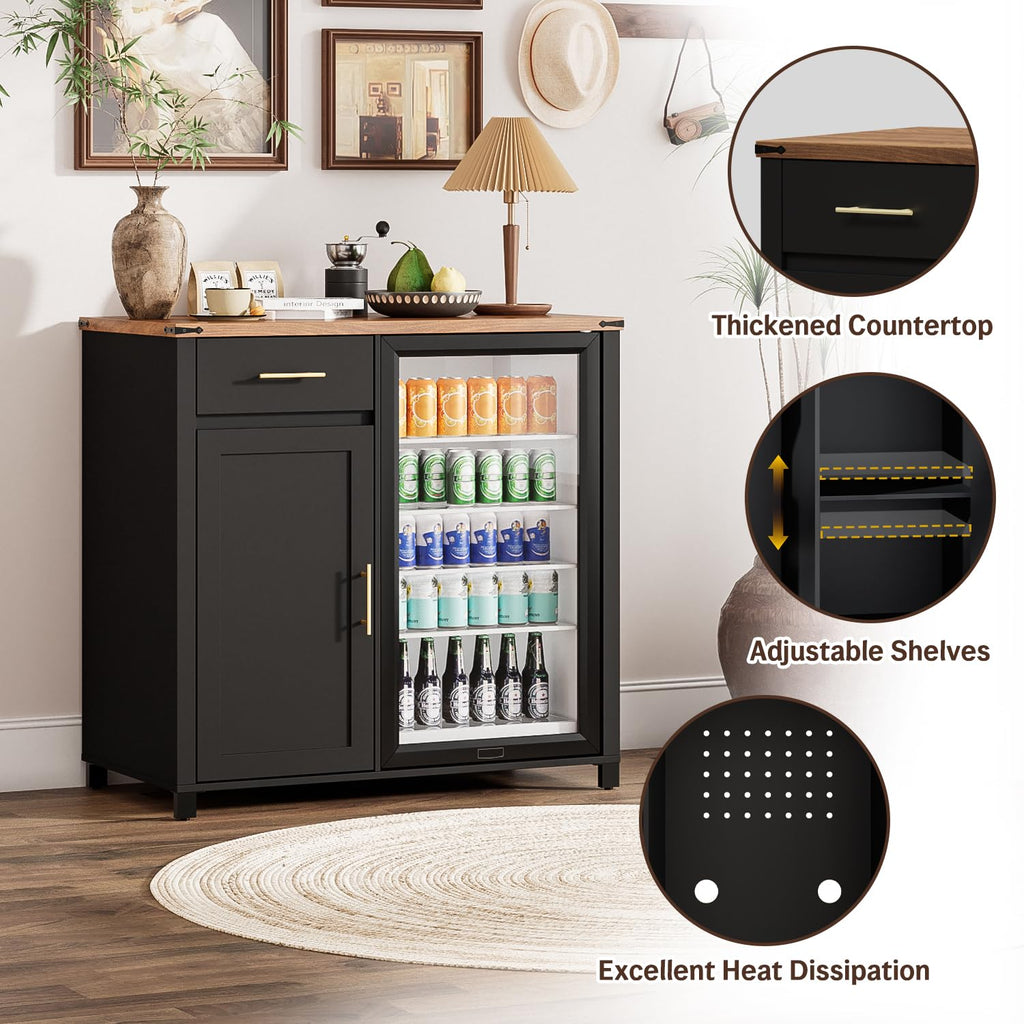 Tornivk 53" Large Coffee Bar Cabinet with Fridge Space, Black