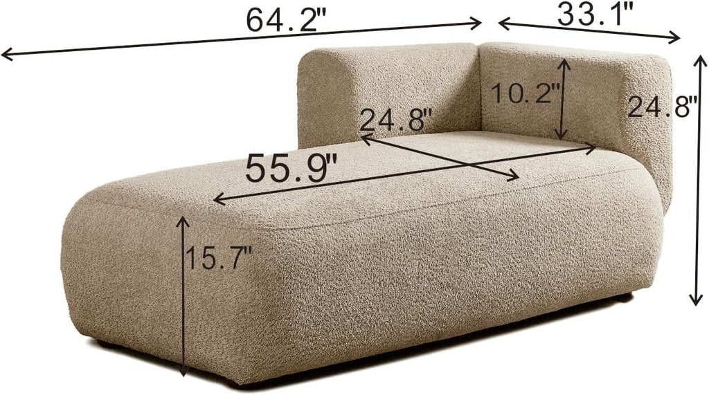 ERYE Boucle Upholstered Left Facing Chaise Lounge Indoor for Living Room Bedroom,Comfy Single Chaise Lounge Modern Leisure Recliner Sleeper Sofa Daybed, Easy Assemble
