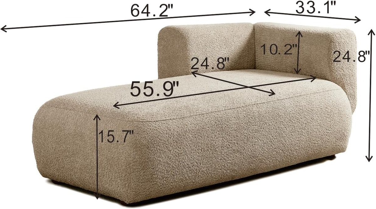ERYE Boucle Upholstered Left Facing Chaise Lounge Indoor for Living Room Bedroom,Comfy Single Chaise Lounge Modern Leisure Recliner Sleeper Sofa Daybed, Easy Assemble