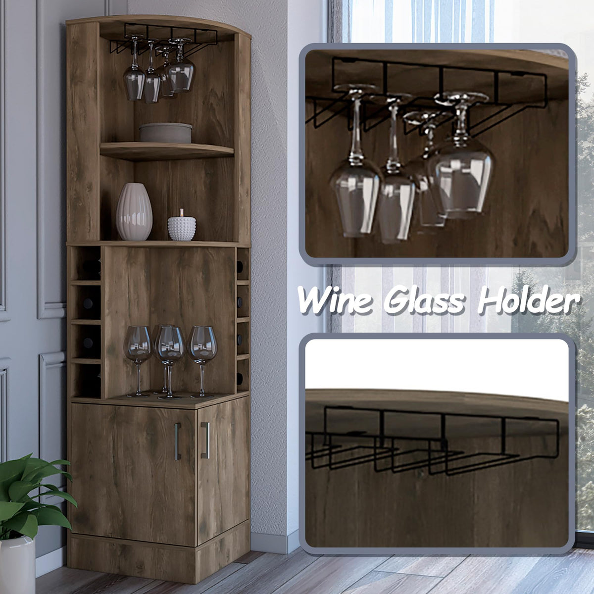 HRVEOCEI 71 Inch Corner Wine Cabinet, Tall Corner Bar Cabinet