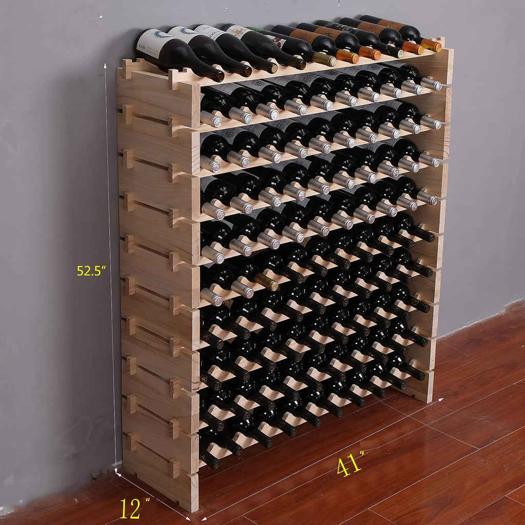 Wine Rack Cabinet Freestanding for Floor Wooden Stackable Storage Modular countertop Wood Wine Holder (120bottle)