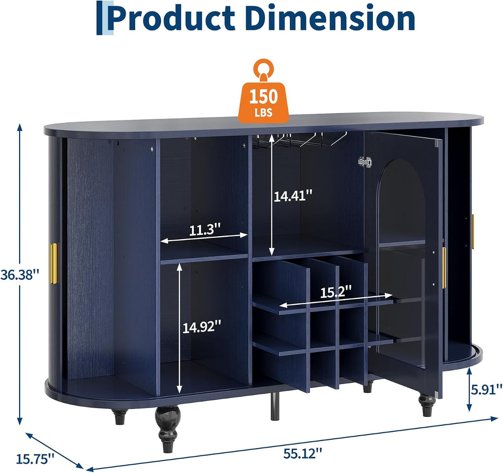 Garvee Bar Cabinet with Storage, Liquor Bar Cabinet with Sliding Door