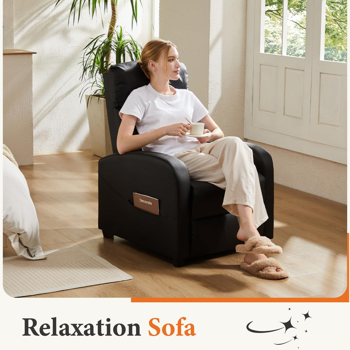 OLIXIS Recliner Chair, Reclining Sofa Chair with 3 Adjustable Angles