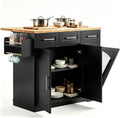 Dripex 42'' Kitchen Island on Wheels, Power Outlet & Trash Cabinet