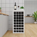 WERSMT 8-Tier Freestanding Wine Rack Wood, 32 Bottles Wine Rack Counter for Small Space, Farmhouse Stackable Modular Wine Bottle Holder Rack, White
