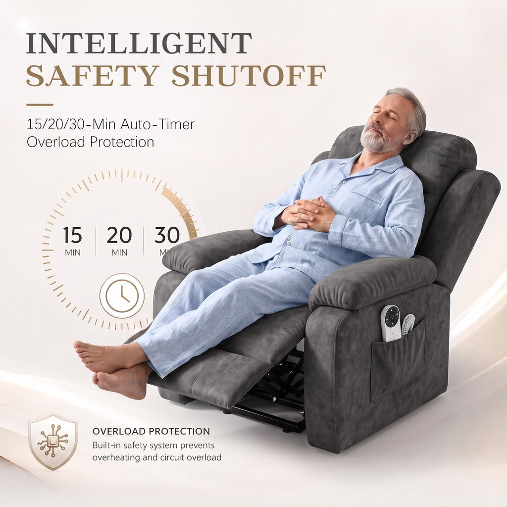 Power Recliner Chair with Heat & Massage, Electric Recliner for Elderly