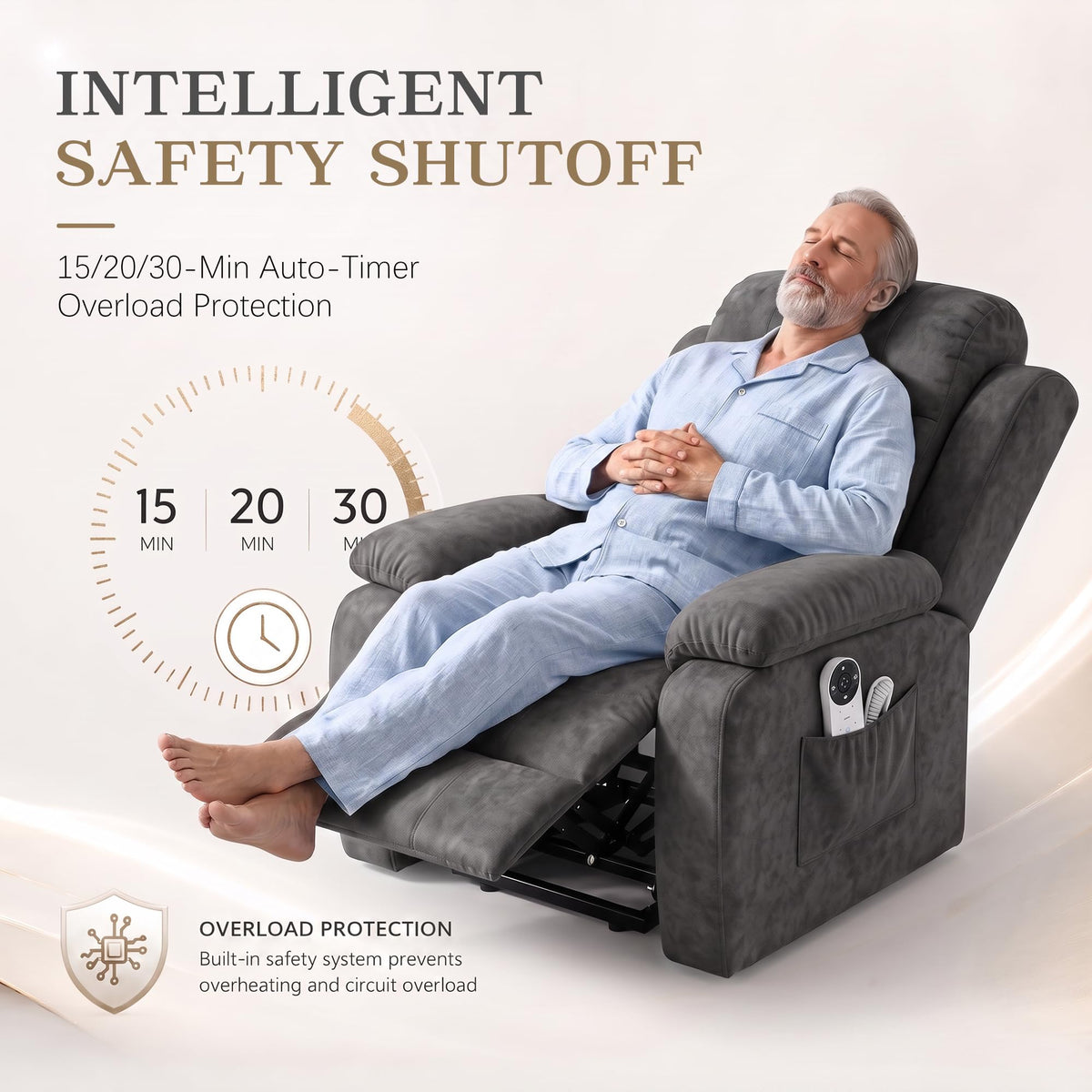 Power Recliner Chair with Heat & Massage, Electric Recliner for Elderly