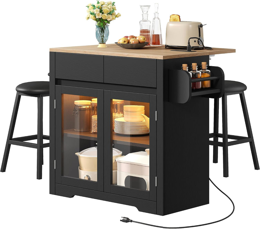 DWVO 37.5" Kitchen Island with Drop Leaf