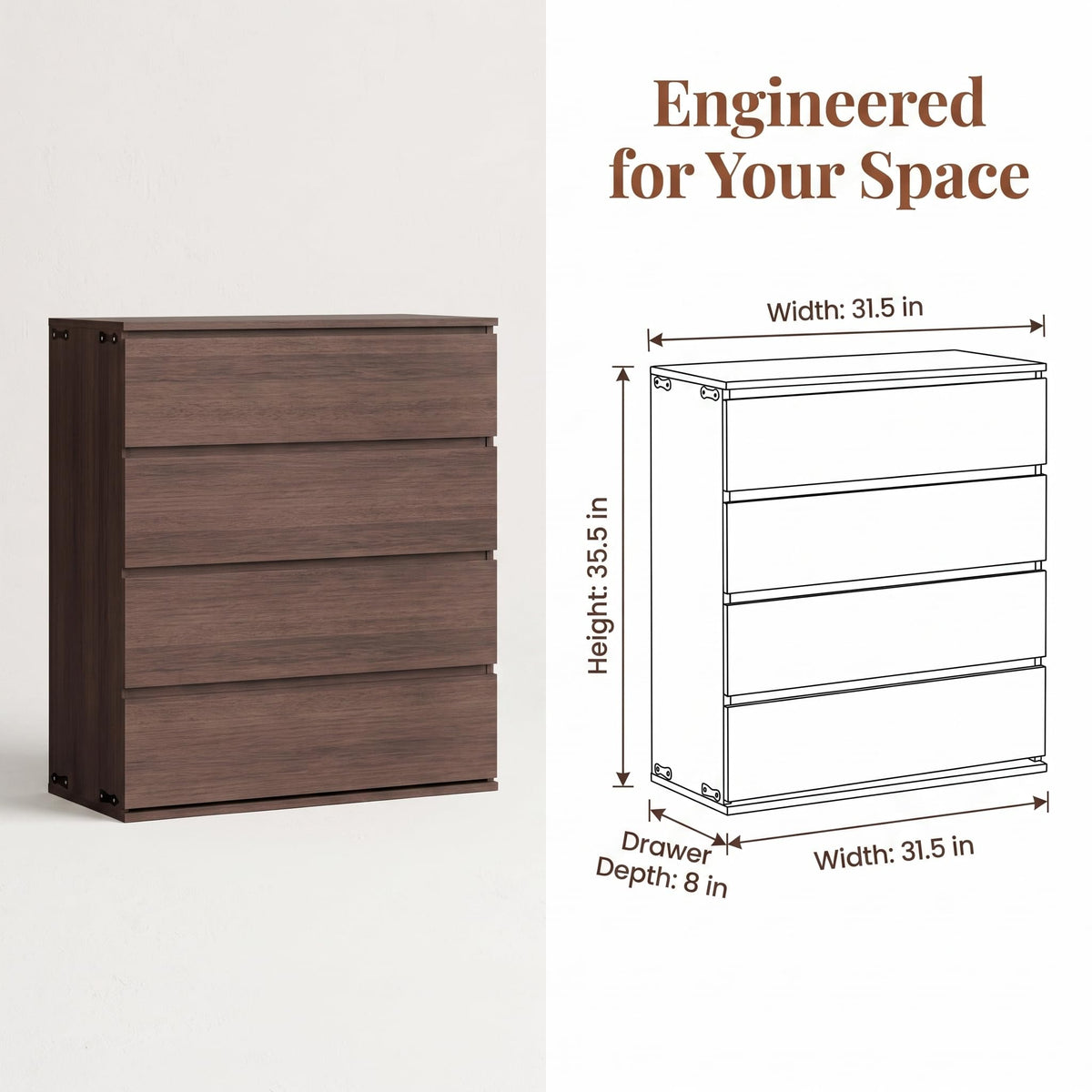 Liquor Cabinet with Wine Rack & Stemmed Holder & Drawer, Walnut