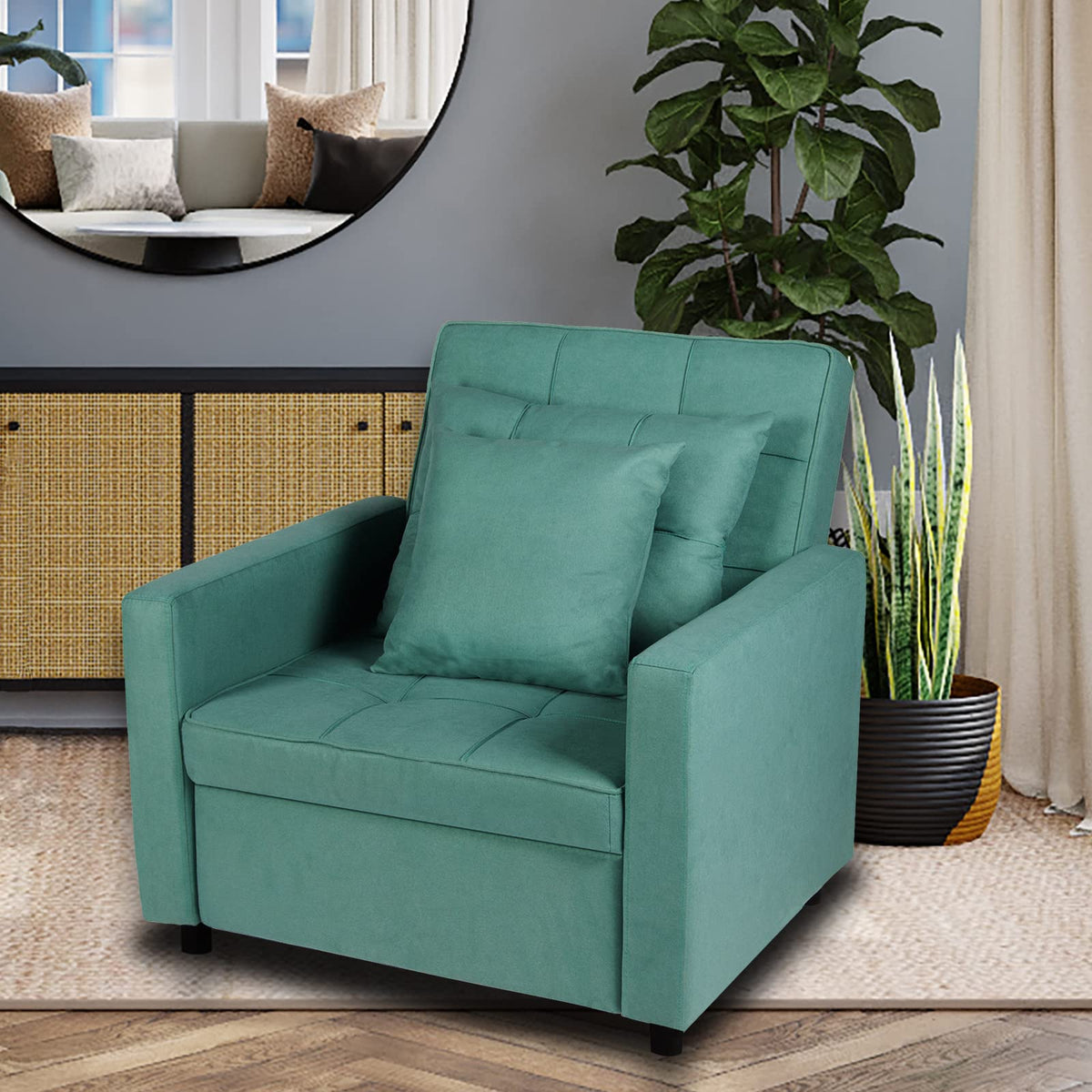 Polar Aurora Sofa Bed Chair 3-in-1 Convertible Chair Bed, Lounger Sleeper Chair, Single Recliner for Small Space with Adjustable Backrest (Light Grey)