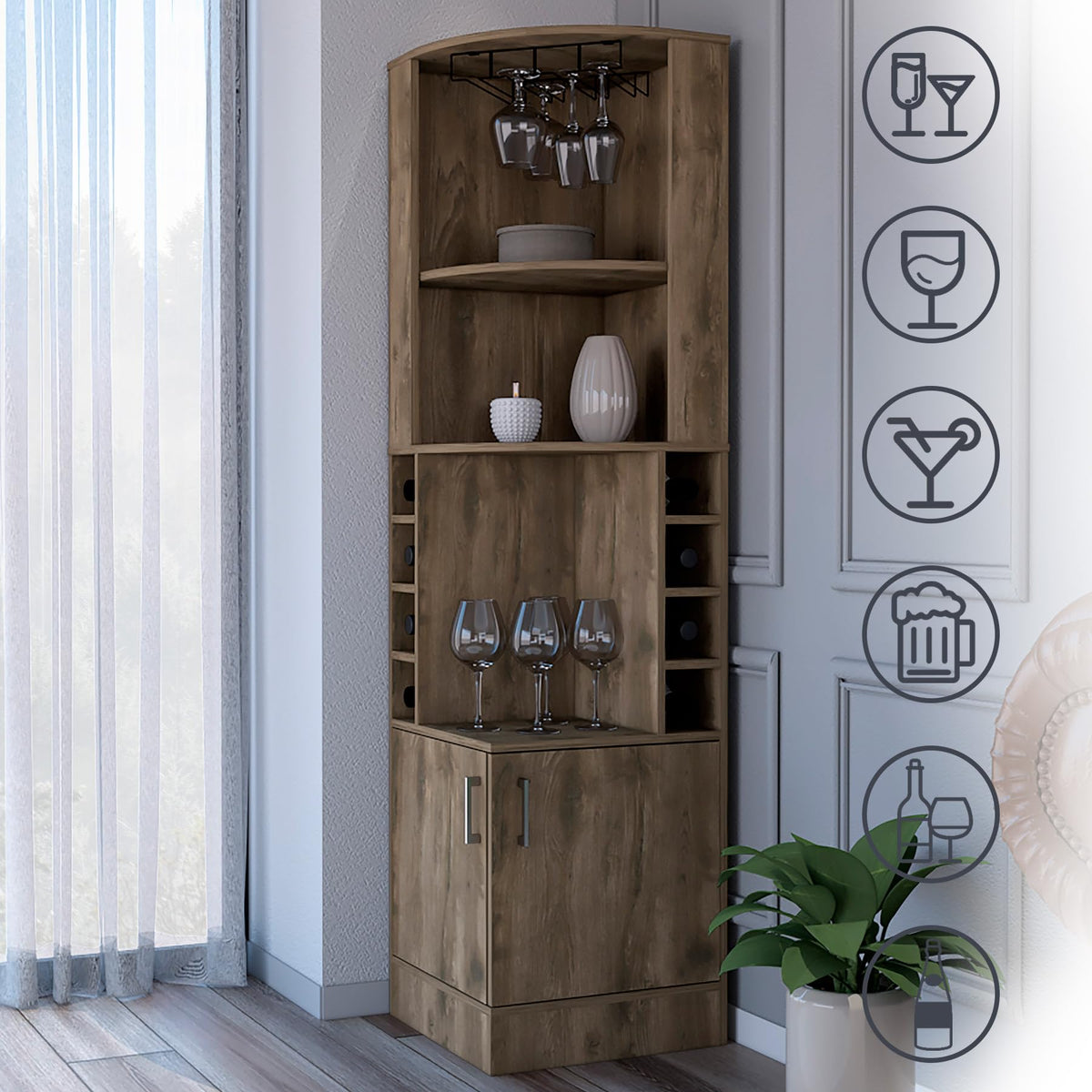 HRVEOCEI 71 Inch Corner Wine Cabinet, Tall Corner Bar Cabinet