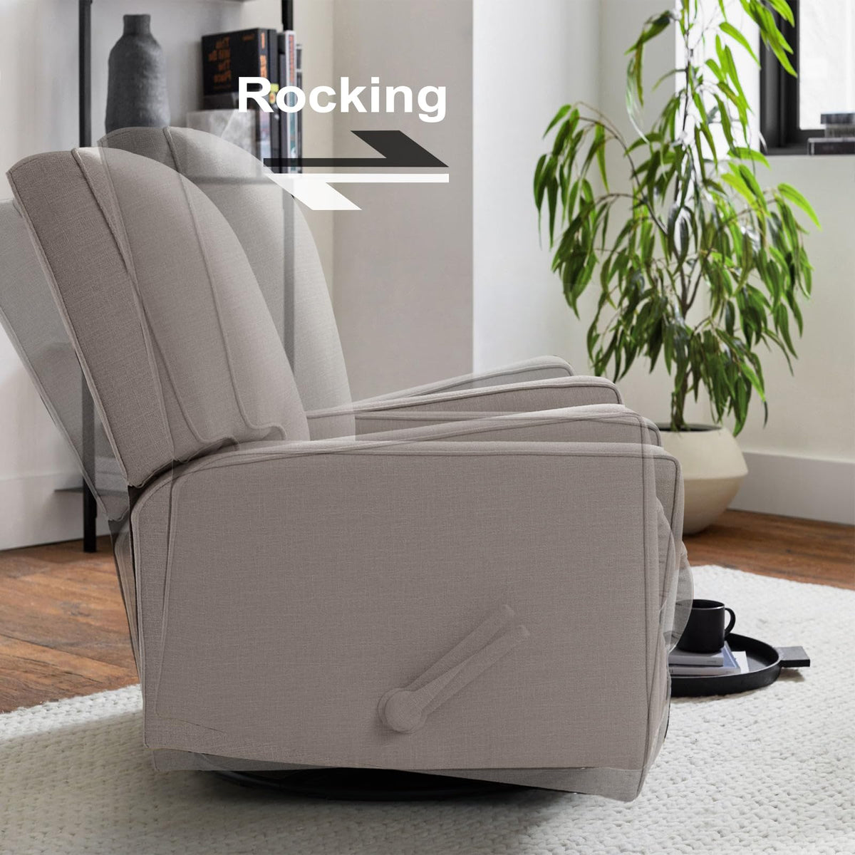 Harkawon Swivel Rocker Recliner Chair, Glider Rocker Recliner, Beige