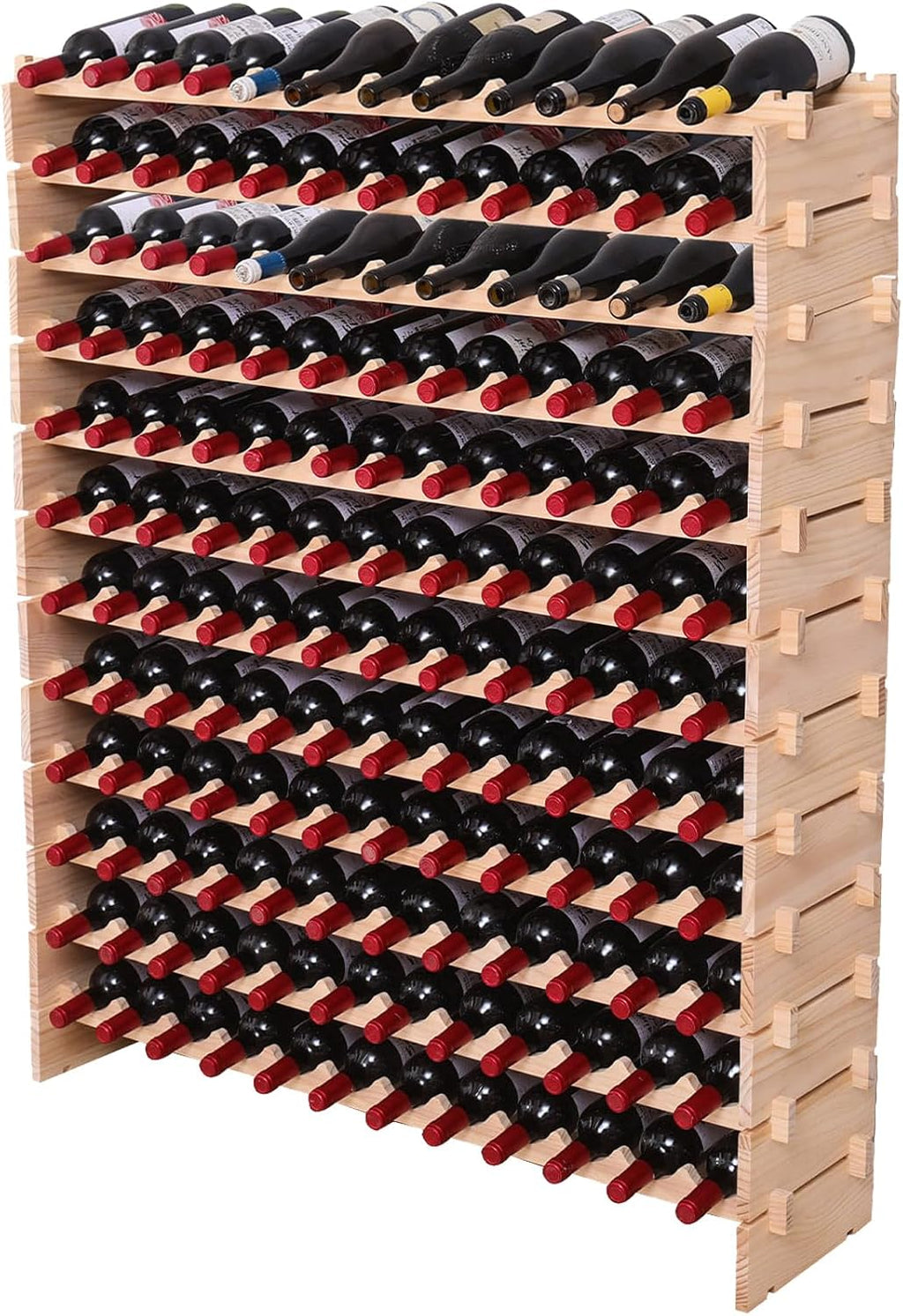 Wine Rack freestanding Floor Cabinet 144bottle Wood Stackable Storage Modular Wine Holder Display Shelves ï»¿