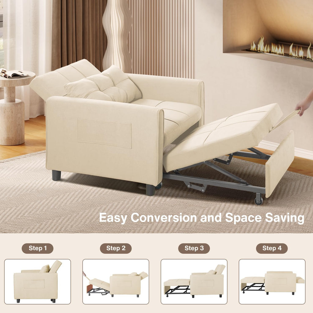 Aiho 3-in-1 Sleeper Chair Bed Convertible Sofa, Dark Gray