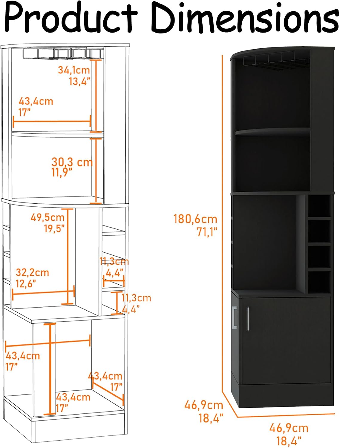 HRVEOCEI 71 Inch Corner Wine Cabinet, Tall Corner Bar Cabinet