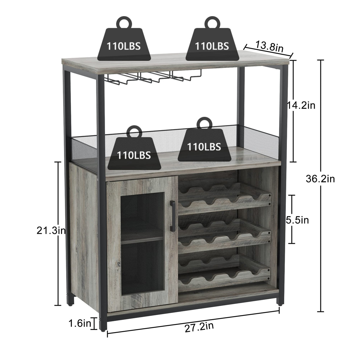 GarveeHome Wine Bar Cabinet with LED Lights, Liquor Cabinet with Storage