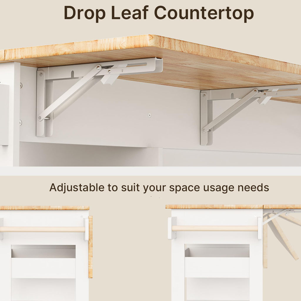 Gizoon 41.7" W Kitchen Island with Storage, Kitchen Island with Drop Leaf