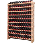 Freestanding Wine Rack Cabinet Floor Standing 120 Bottle Pine Stackable Storage Modular Wine Rack Display Stand