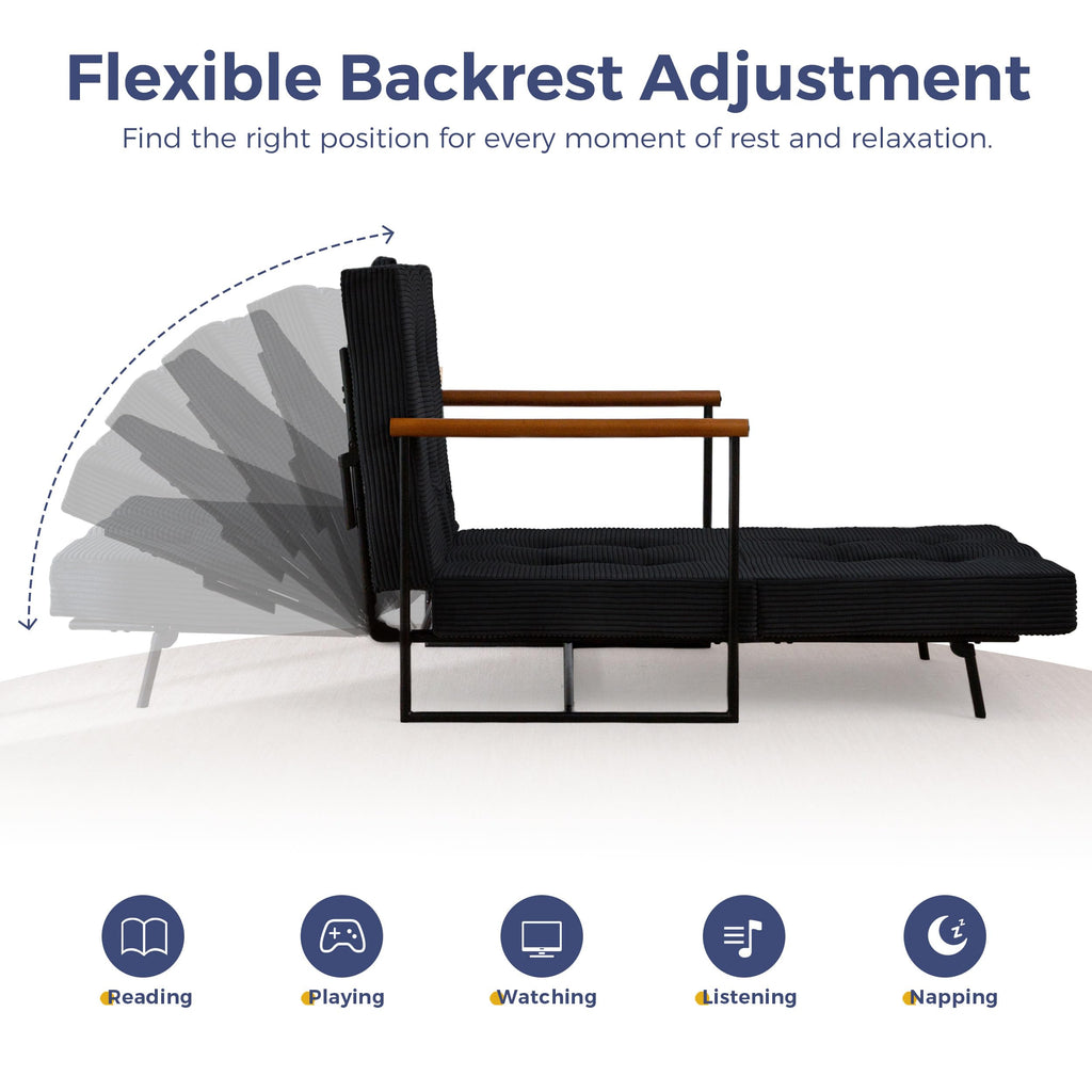 MAXYOYO Chair Bed, Adjustable Sleeper Chair, Single Sofa Bed with Frame