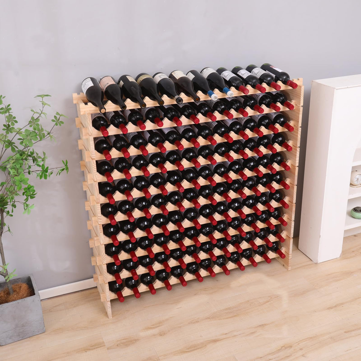 Wood Stackable Storage Modular Wine Rack Cabinet 120 Bottle freestanding Floor Wine Bottle Holder Display Shelves