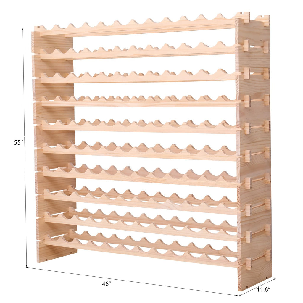 Wood Stackable Storage Modular Wine Rack Cabinet 120 Bottle freestanding Floor Wine Bottle Holder Display Shelves