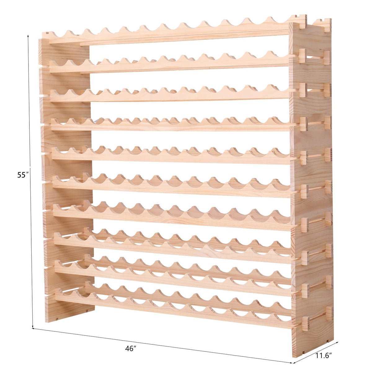 Wood Stackable Storage Modular Wine Rack Cabinet 120 Bottle freestanding Floor Wine Bottle Holder Display Shelves