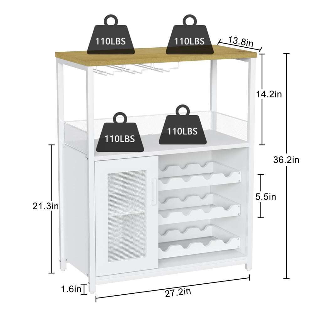 GarveeHome Wine Bar Cabinet with LED Lights, Liquor Cabinet with Storage