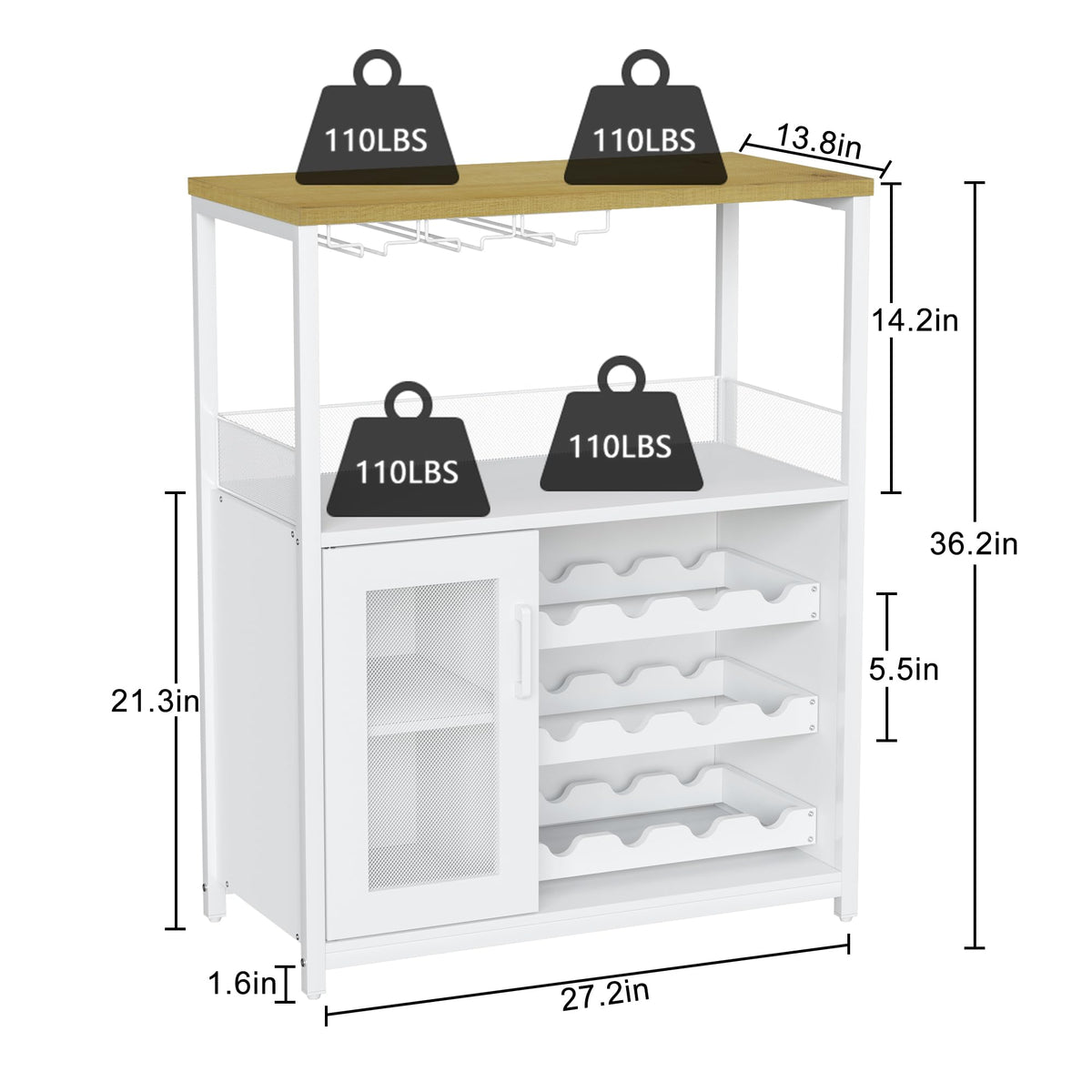 GarveeHome Wine Bar Cabinet with LED Lights, Liquor Cabinet with Storage