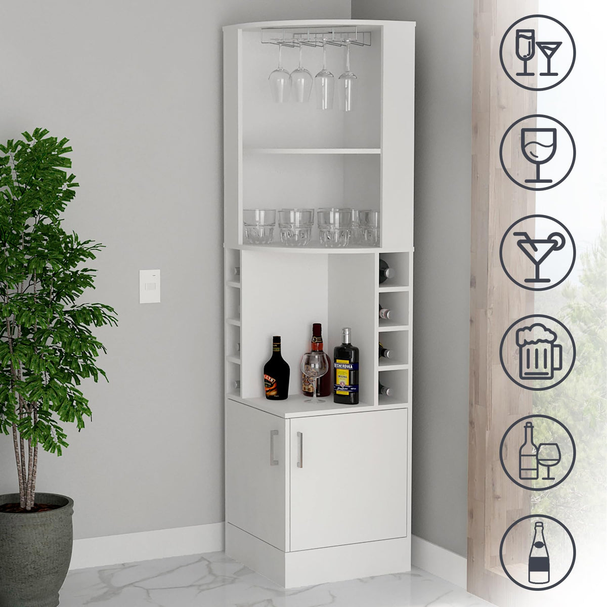 HRVEOCEI 71 Inch Corner Wine Cabinet, Tall Corner Bar Cabinet