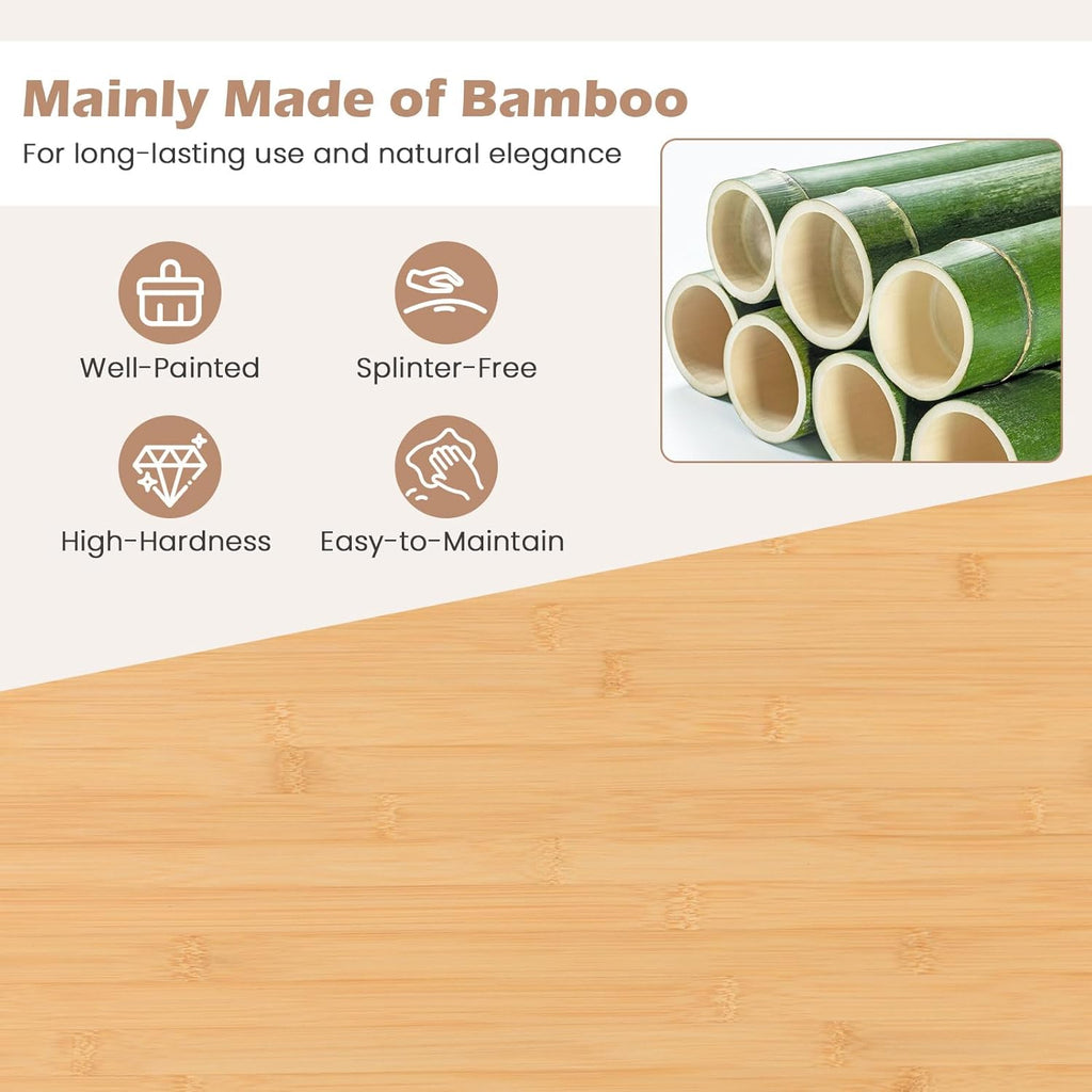 LOKO Mobile Bamboo Kitchen Island Cart, Rolling Storage Sideboard, Natural