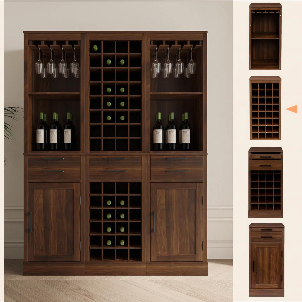 WERSMT 8-Tier Freestanding Wine Rack Wood, 32 Bottles Wine Rack Counter for Small Space, Farmhouse Stackable Modular Wine Bottle Holder Rack, White