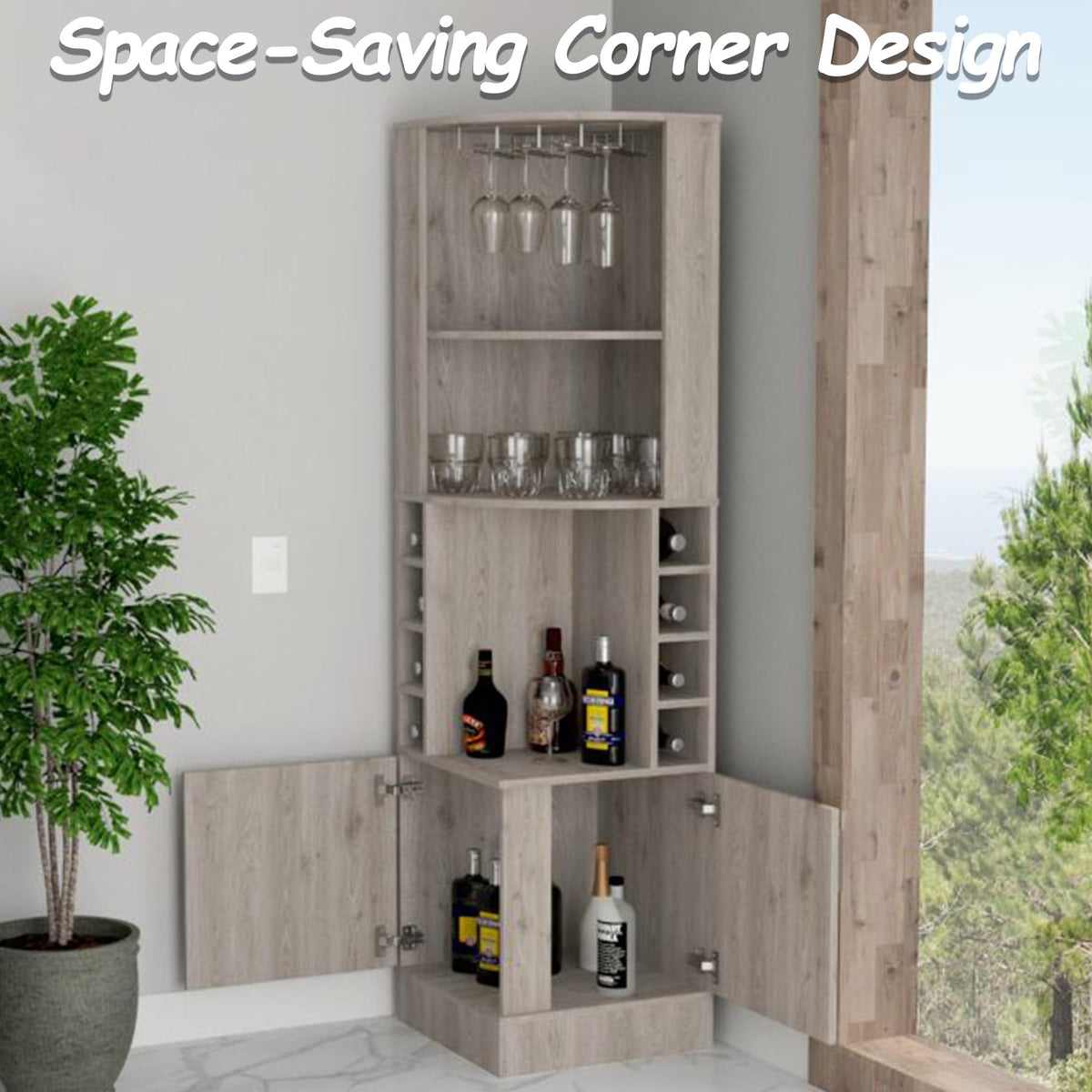 HRVEOCEI 71 Inch Corner Wine Cabinet, Tall Corner Bar Cabinet