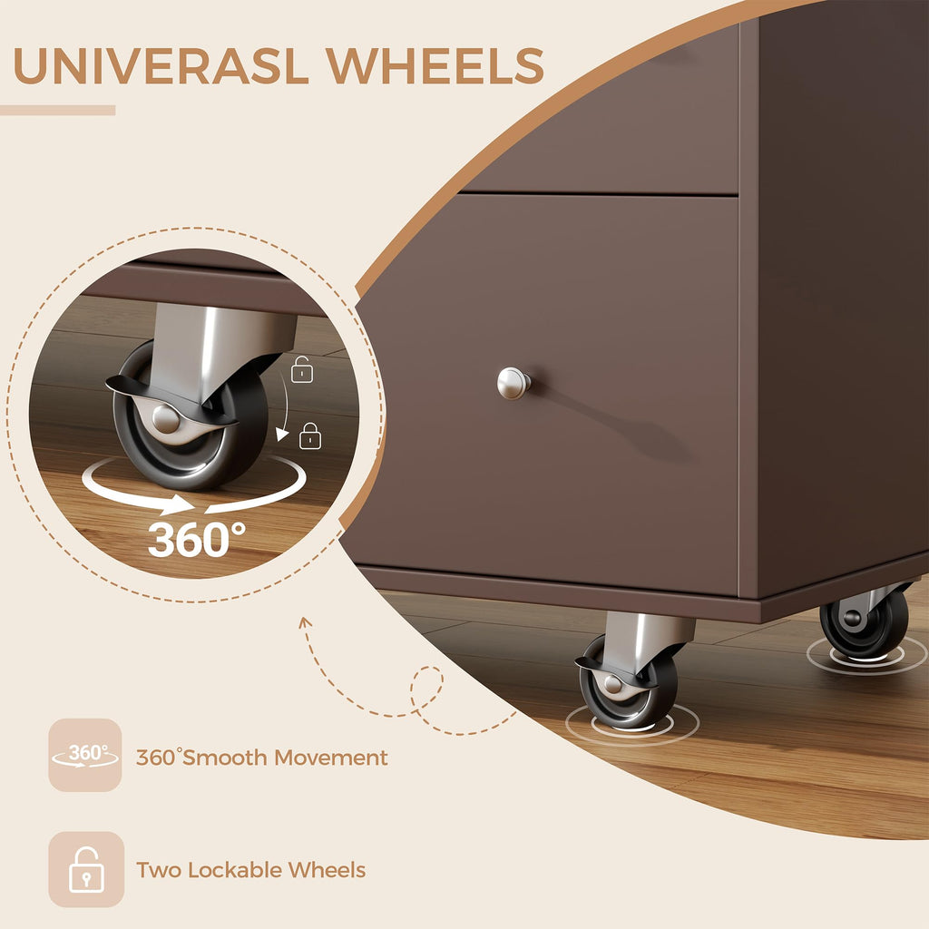 JY QAQA 40" Kitchen Island Cart Furniture cart on Wheels Rolling Portable Dining Room Serving Utility Carts Mobile Movable with Drawers Cabinet,Black