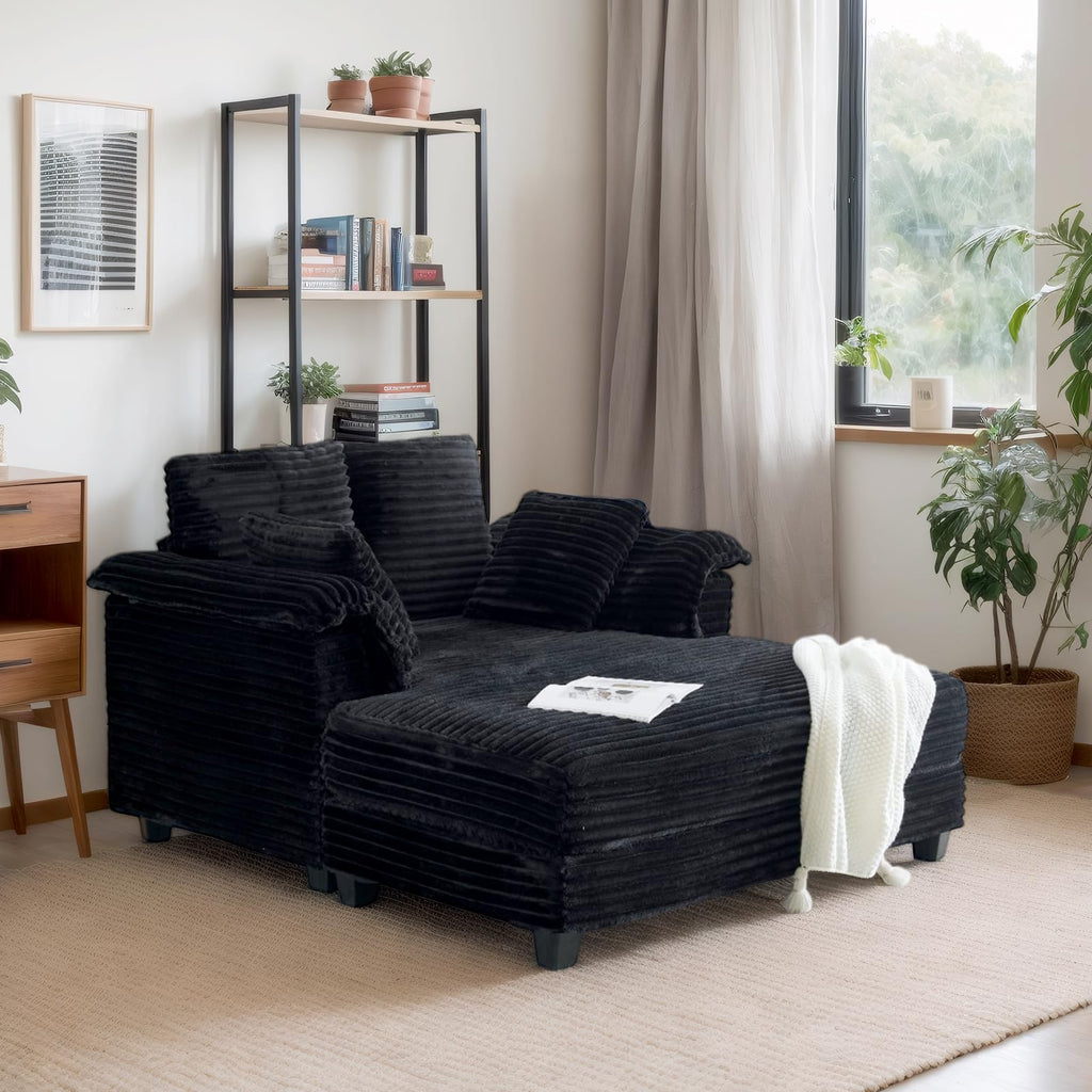 VINGLI 56" Wide Oversized Chaise Lounge Chair with Plush Padded Armrests