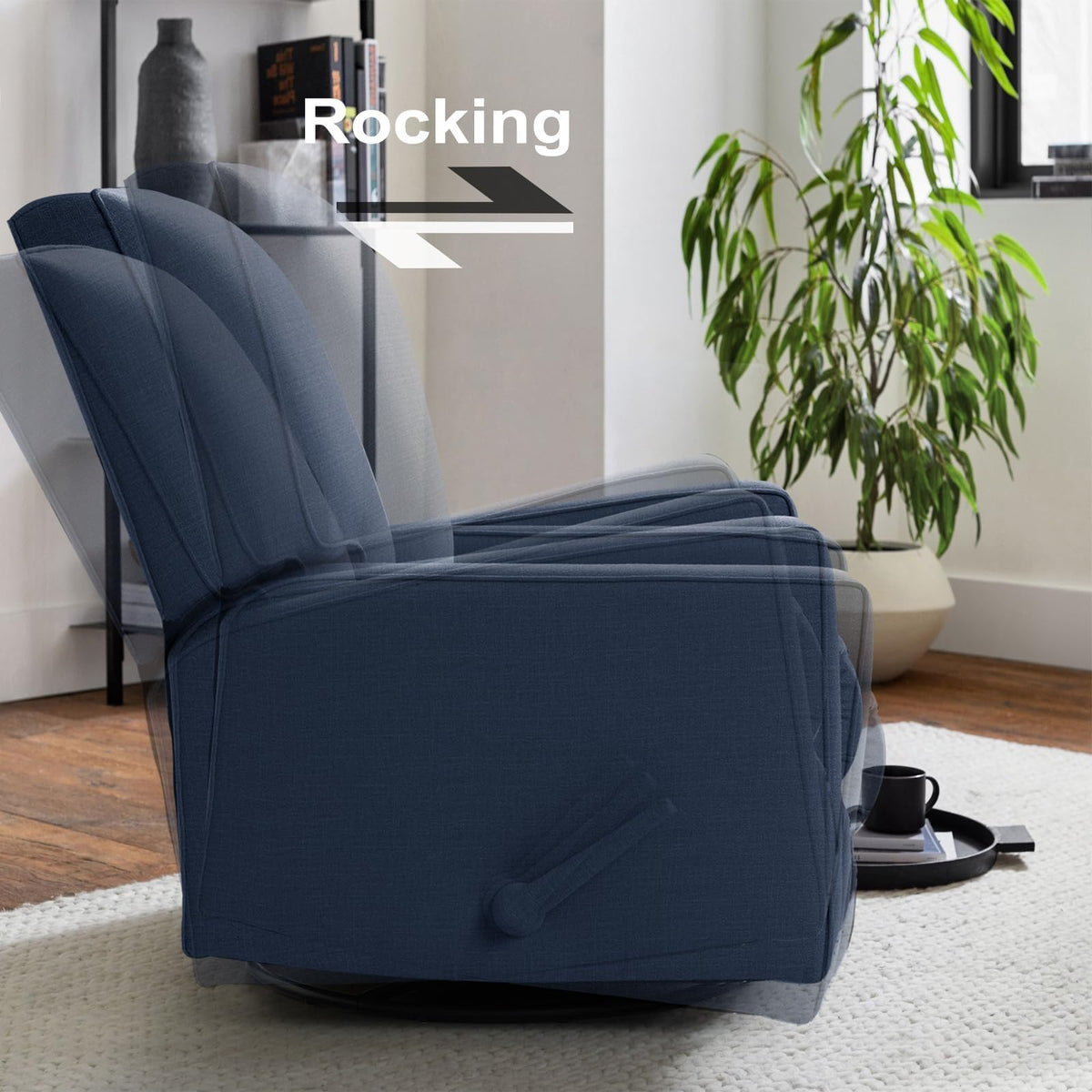 Harkawon Swivel Rocker Recliner Chair, Glider Rocker Recliner, Beige