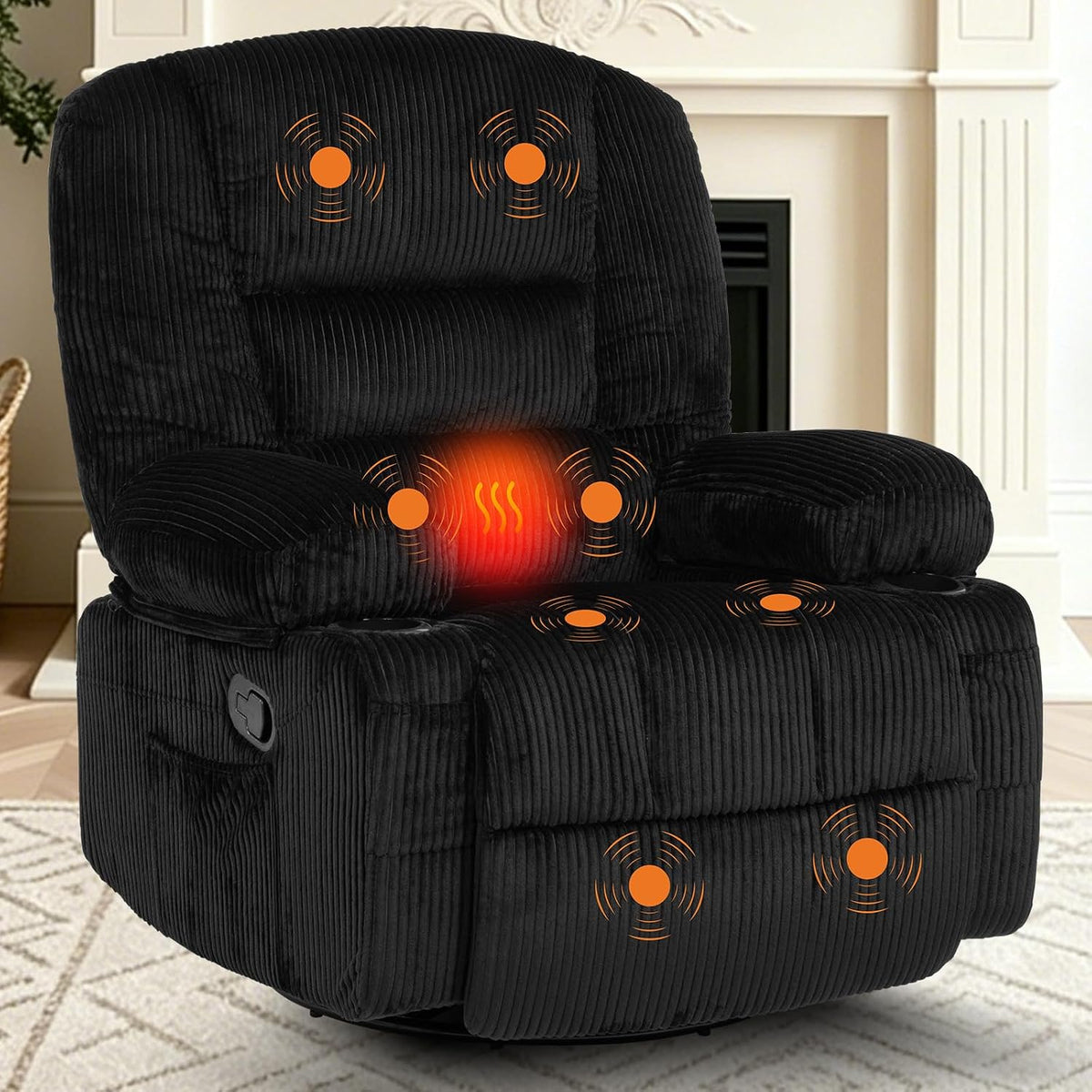 Garvee Oversized Recliner Chair,Extra Wide 360Â° Swivel Rocker Massage Heat