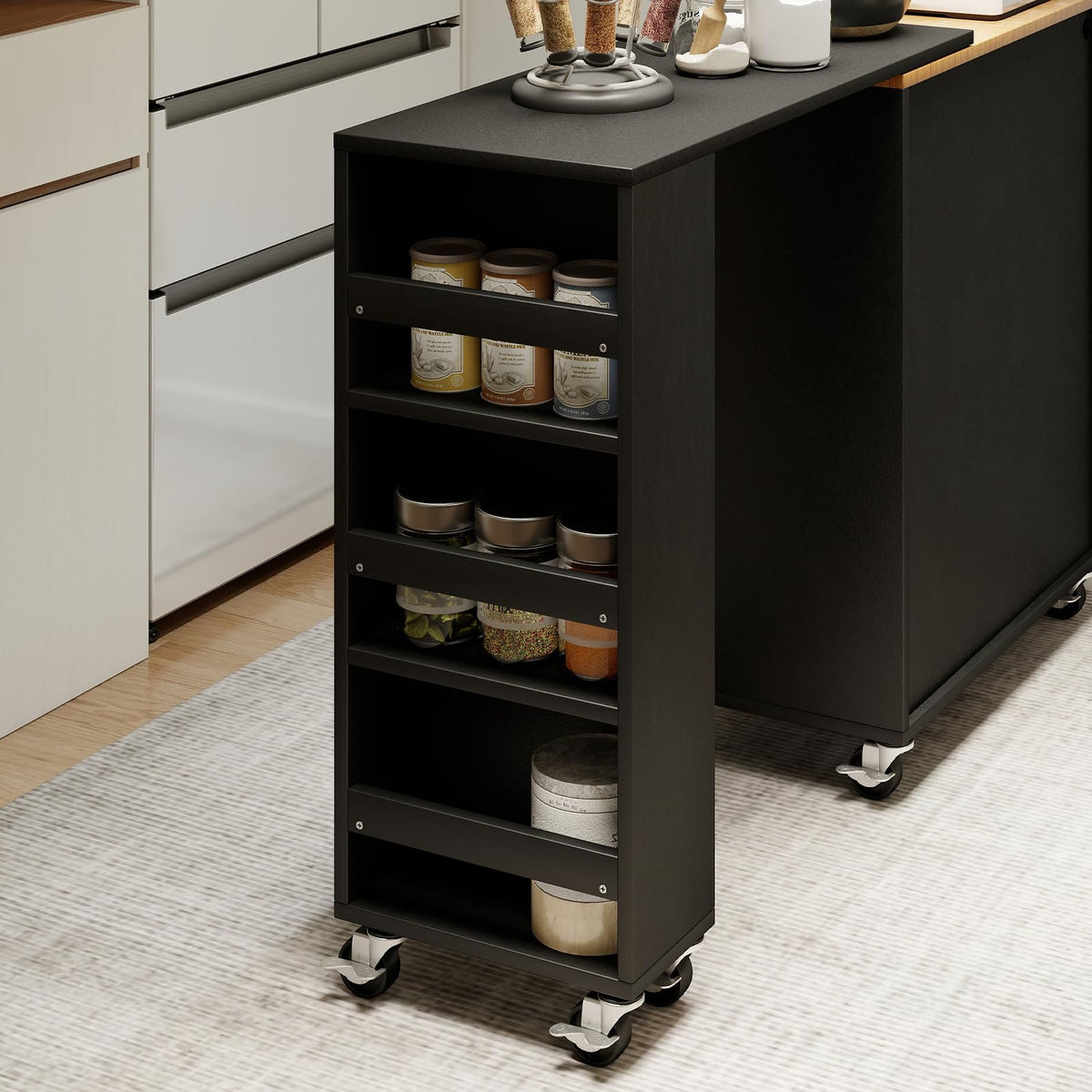 41'' Kitchen Island with Storage - Versatile Storage Cart & Rolling Island Table on Wheels for Dining Room, Kitchen Use (Blue)