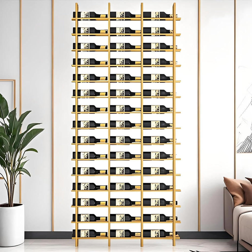 Large Wall Mounted Wine Rack, (Gold, 3 Cols (48 Bottles))