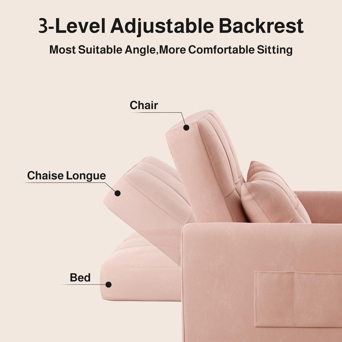 Ahomly Convertible Sofa Chair Bed, 3-in-1 Linen Pull Out Chair, Dark Gray