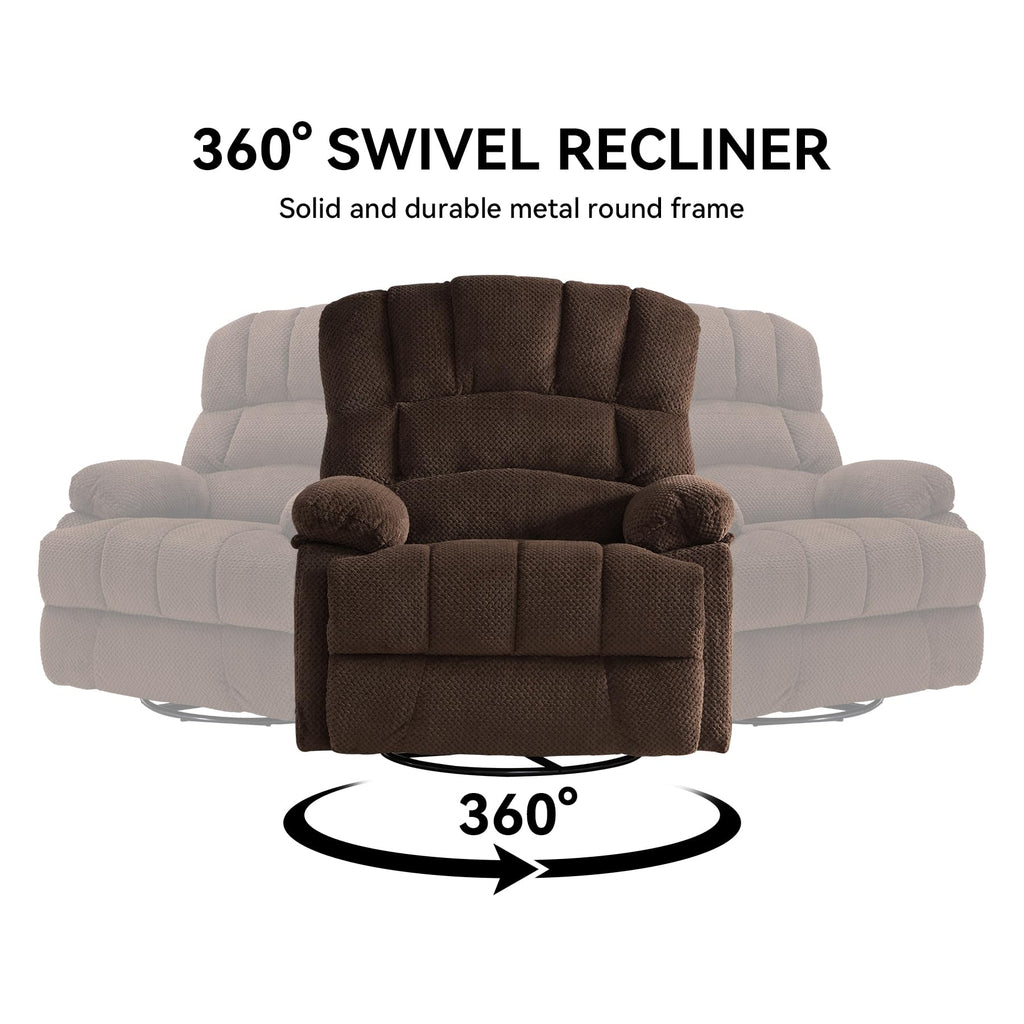 WILLOVE 41" Oversized Rocker Recliner Chair, Rocking Recliners Overstuffed Soft Big Man Manual Recliner, Extra Large Chenille Living Room Chair 350 LBS Capacity, Grey, L