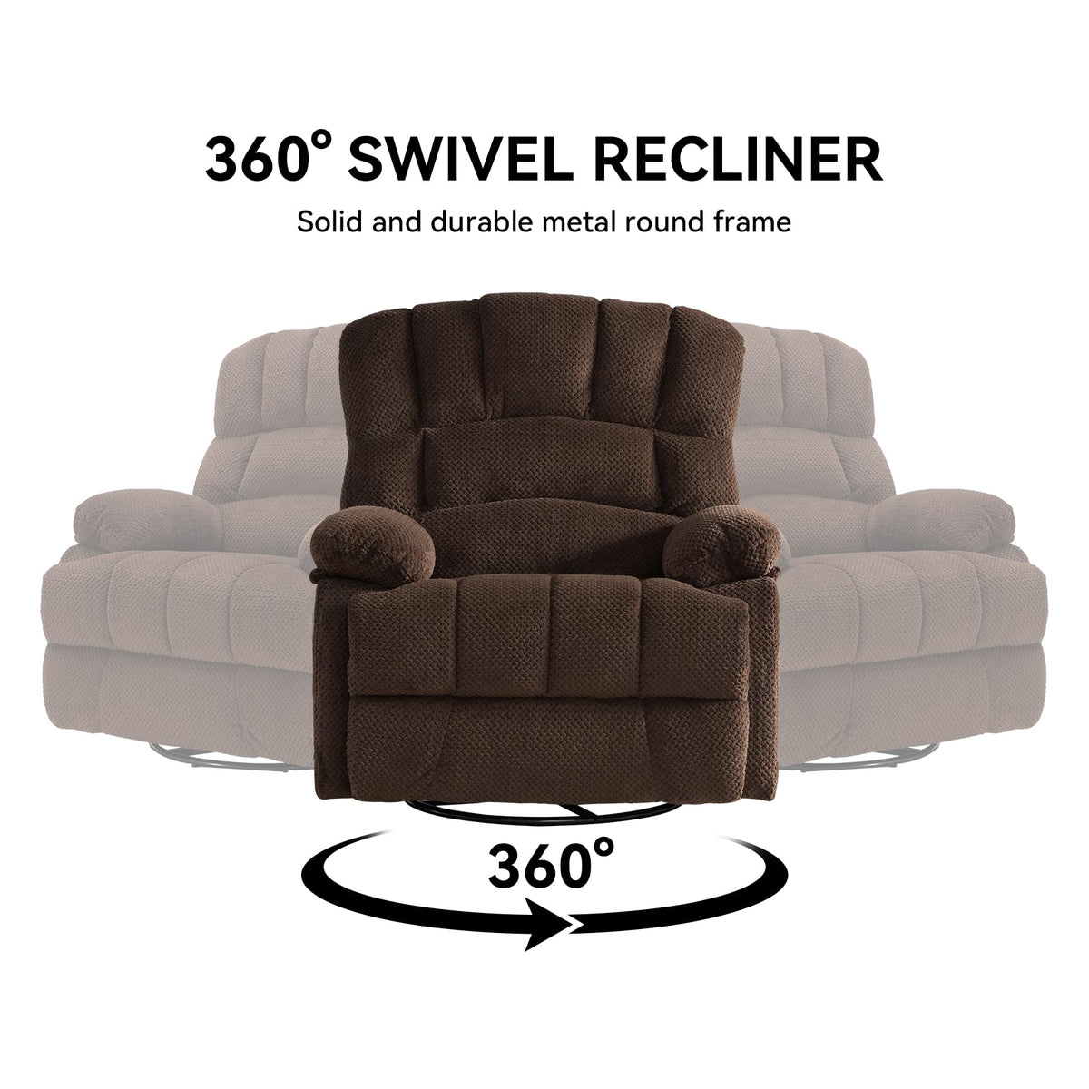 WILLOVE 41" Oversized Rocker Recliner Chair, Rocking Recliners Overstuffed Soft Big Man Manual Recliner, Extra Large Chenille Living Room Chair 350 LBS Capacity, Grey, L