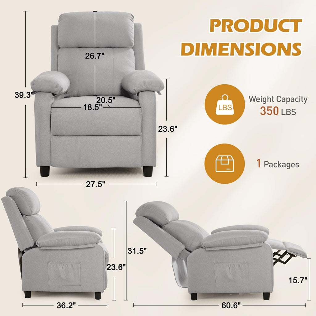 Korser Recliner Chair, Living Room Chairs for Adults