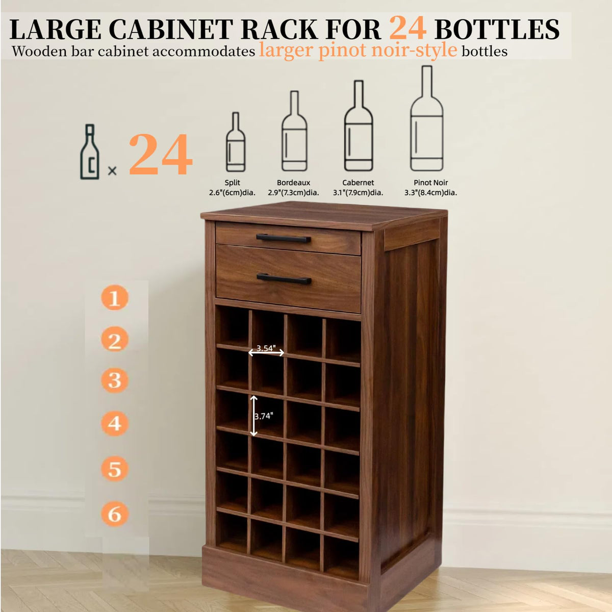 WERSMT 8-Tier Freestanding Wine Rack Wood, 32 Bottles Wine Rack Counter for Small Space, Farmhouse Stackable Modular Wine Bottle Holder Rack, White
