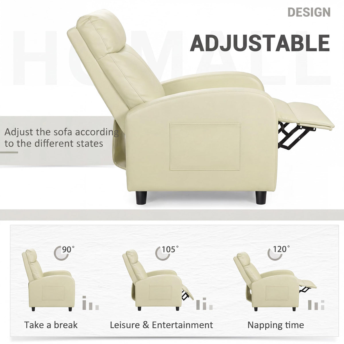 Homall Recliner Chair, Recliner Sofa PU Leather for Adults, Black Recliners