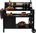 Royal Gourmet PC4401B 3-Tier Dining Cart with Wind Guard, Black