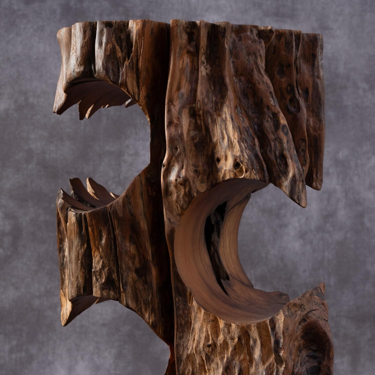 Solid Natural Vitex Pubescens Vahl Wood Wine Rack with Anti-Slip Pads â Rustic Single-Piece Freestanding Countertop Wine Holder â Securely Holds 5 Bottles Without Sliding â 20" x 9" x 7"