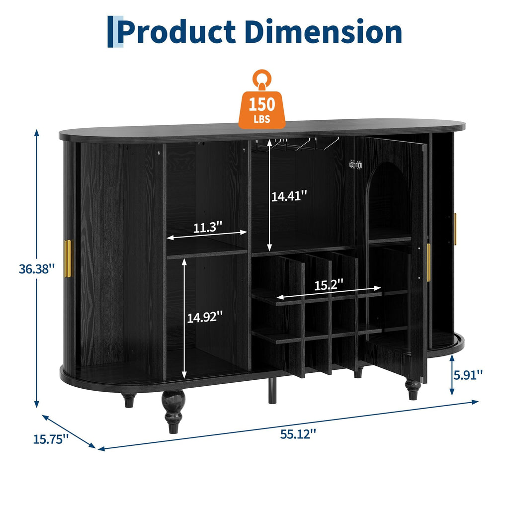 Garvee Bar Cabinet with Storage, Liquor Bar Cabinet with Sliding Door